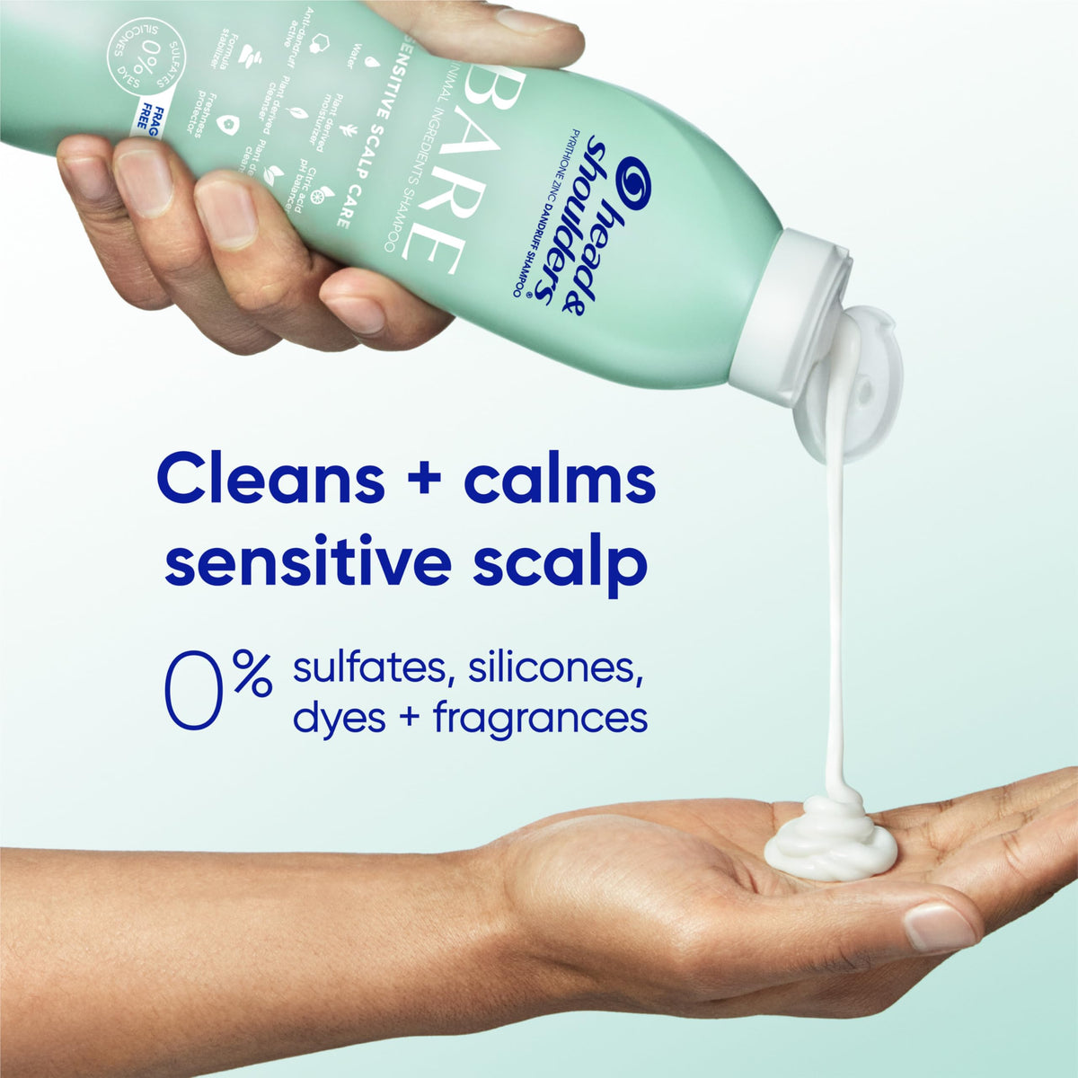 Head & Shoulders bottle rolled to the end illustrating less-waste squeeze benefit