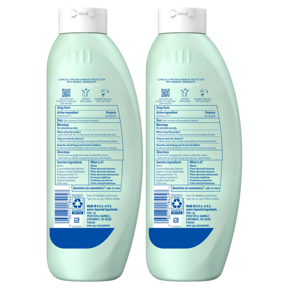 Head & Shoulders ECOBOTTLE packaging badge emphasizing reduced-plastic benefit