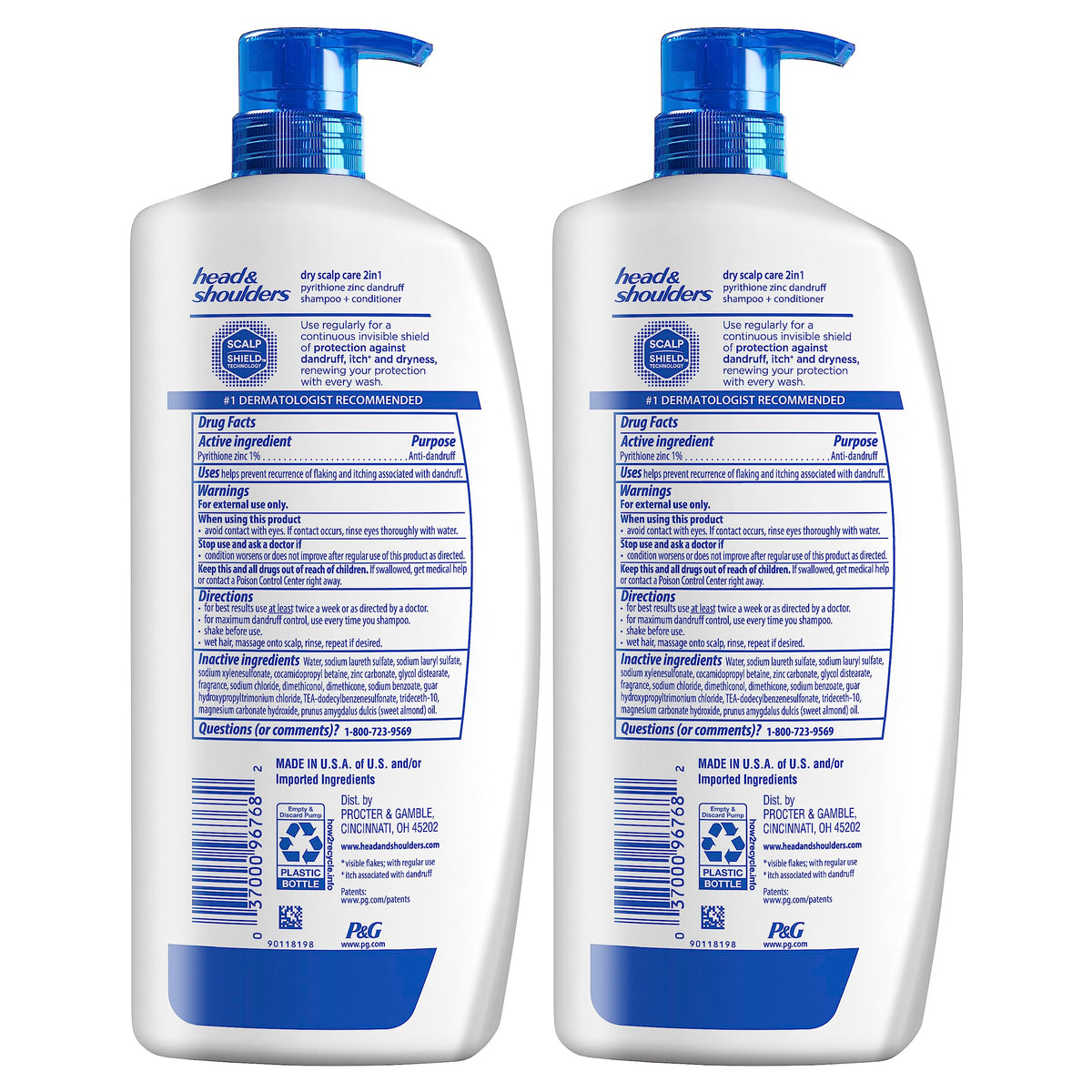 Head & Shoulders before and after shoulder view showing reduced flakes