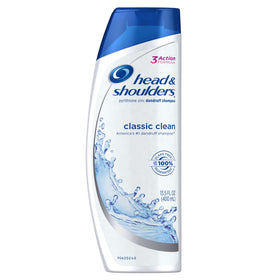 Head & Shoulders front bottle showing label and size, clear benefit: flake control