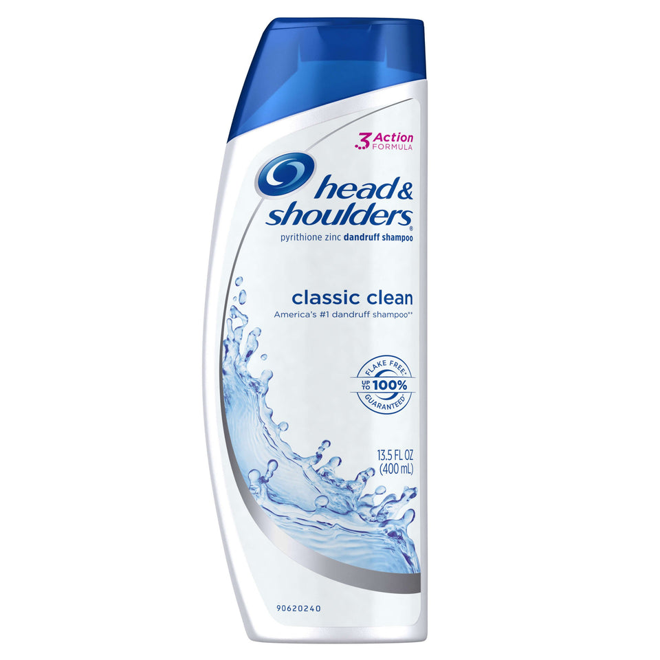 Head & Shoulders front bottle showing label and size, clear benefit: flake control
