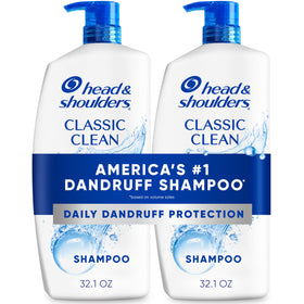 Head & Shoulders front packaging showing twin bottles and brand benefits