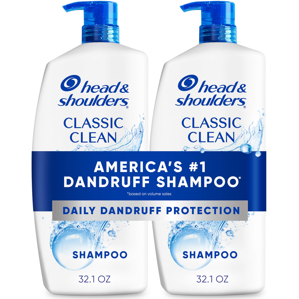 Head & Shoulders front packaging showing twin bottles and brand benefits