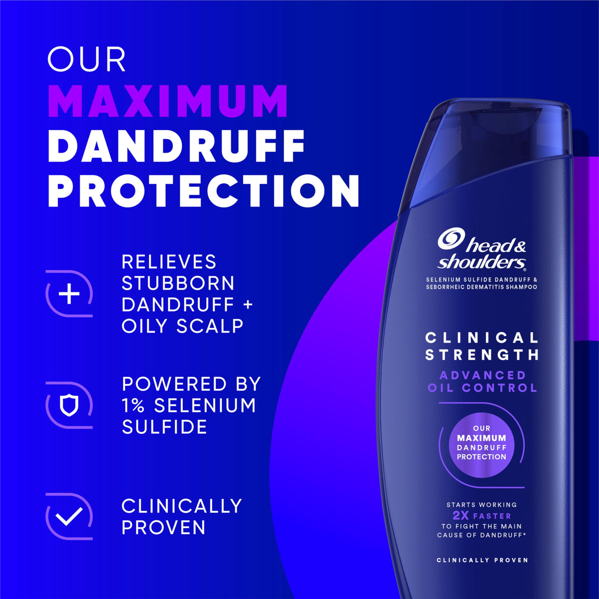 Head & Shoulders clinical back label highlighting 1% selenium sulfide ingredient