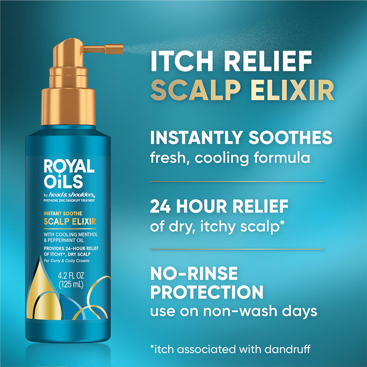 Head & Shoulders elixir dispensing from cap illustrating easy use