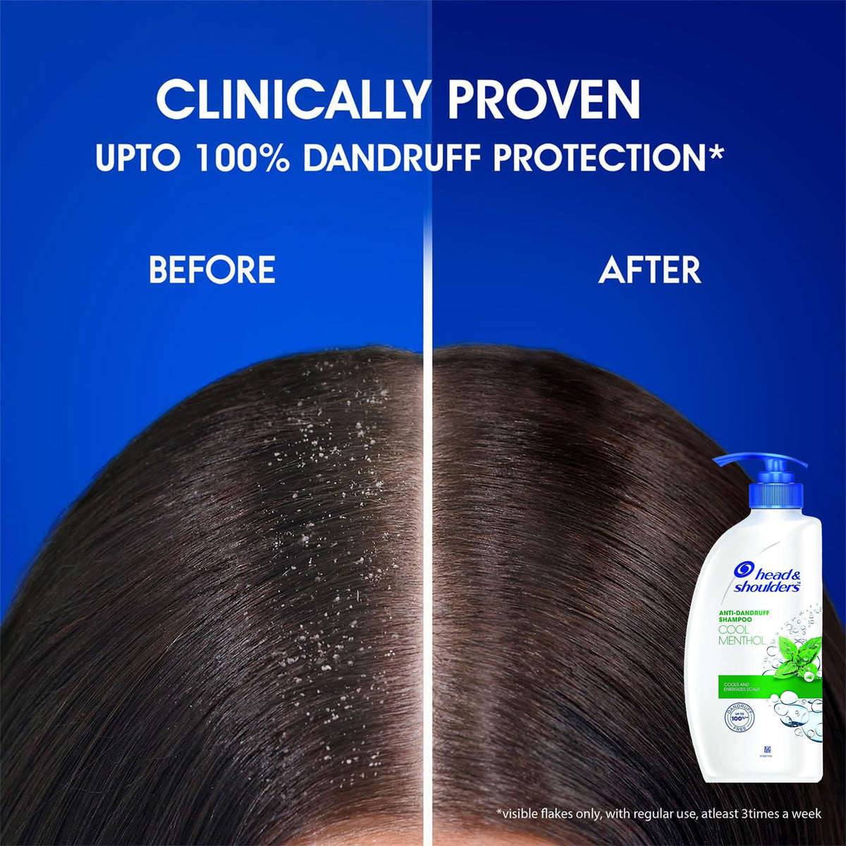 Person using Head & Shoulders in shower enjoying refreshed scalp sensation