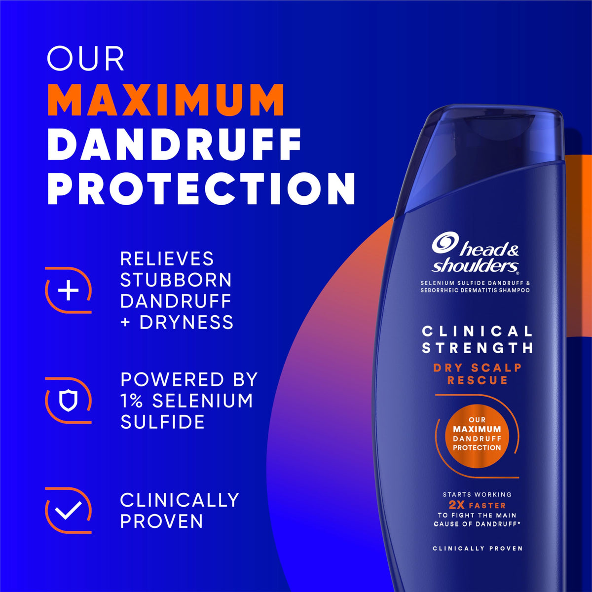 Head & Shoulders close-up of pump top and product label for easy dispensing benefit