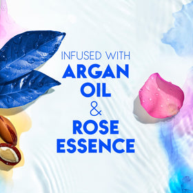 Rose essence petals with Head & Shoulders label conveying fresh floral-fruity scent