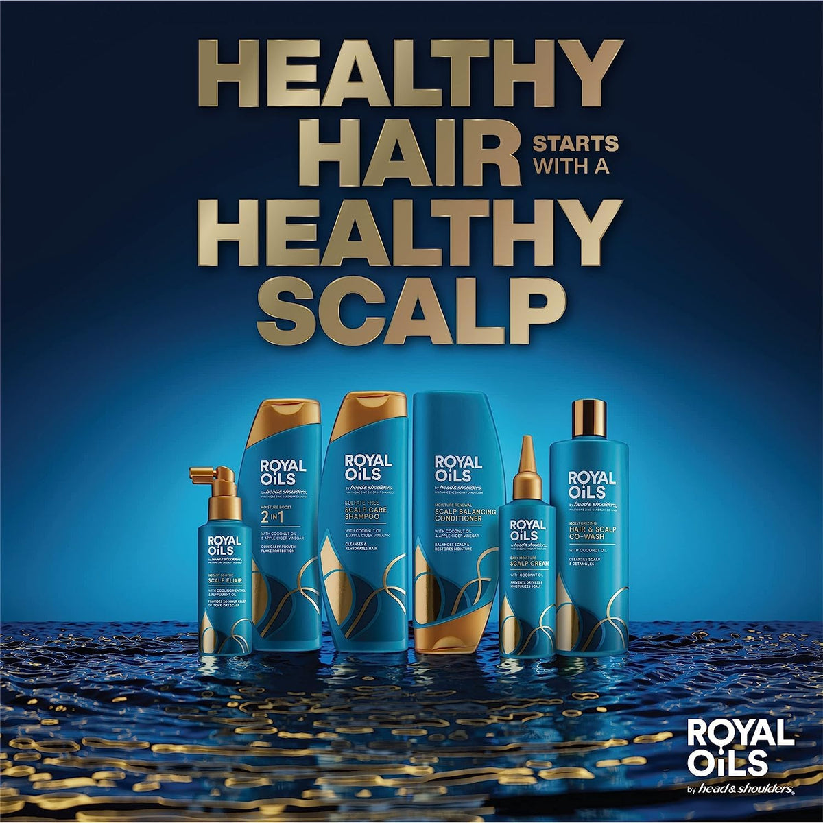 Head & Shoulders Royal Oils bottles in hand for scale and travel convenience