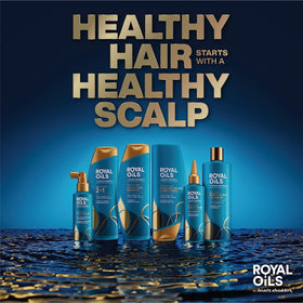 Head & Shoulders Royal Oils bottles in hand for scale and travel convenience