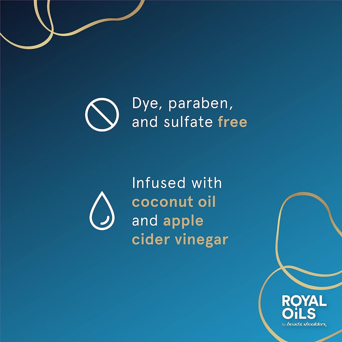 Head & Shoulders Royal Oils shampoo label and pump highlighting anti-dandruff