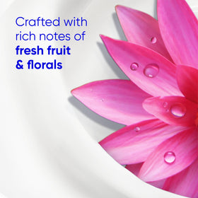 Head & Shoulders styled with flowers and fruit hinting at fresh floral-fruity scent