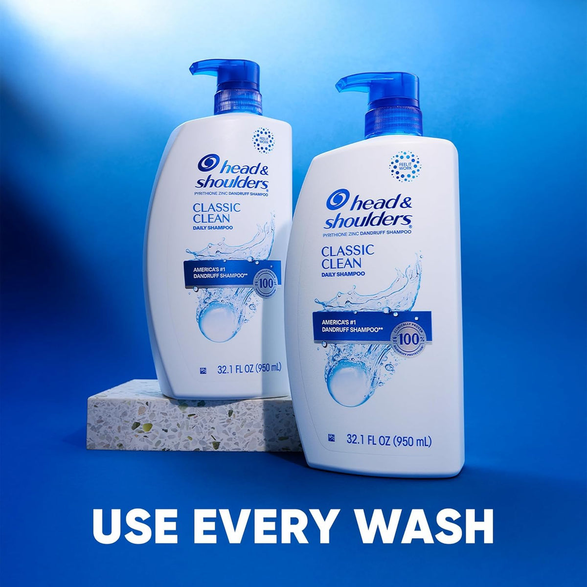 Head & Shoulders bottle on shower shelf showing daily use context