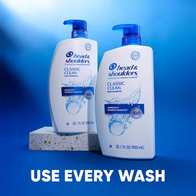 Head & Shoulders bottle on shower shelf showing daily use context