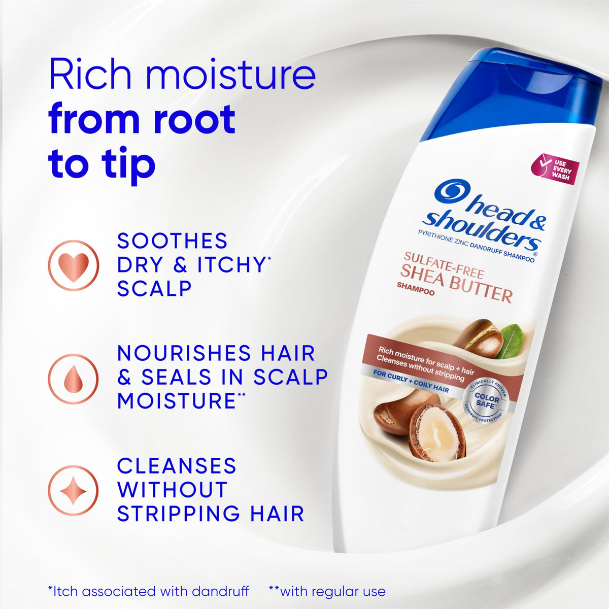 Head & Shoulders pump dispensing creamy shampoo for easy application