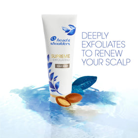 Argan oil drop beside Head & Shoulders Supreme tube highlighting nourishment from argan oil and vitamin E