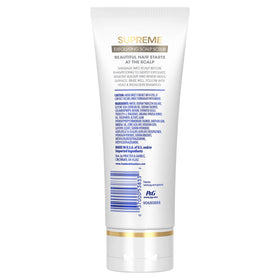 Head & Shoulders Supreme open tube revealing creamy scrub texture and exfoliating beads for scalp renewal