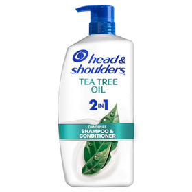 Head & Shoulders front label showing tea tree 2-in-1 benefits and cooling scent