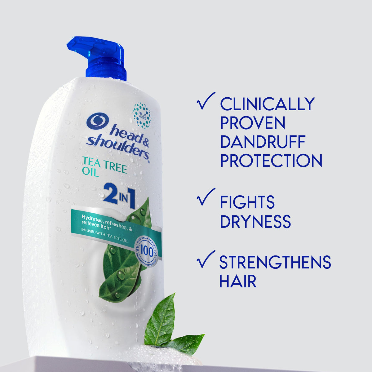 Lathered Head & Shoulders tea tree in hand demonstrating rich foam and clean rinse
