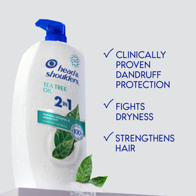 Lathered Head & Shoulders tea tree in hand demonstrating rich foam and clean rinse