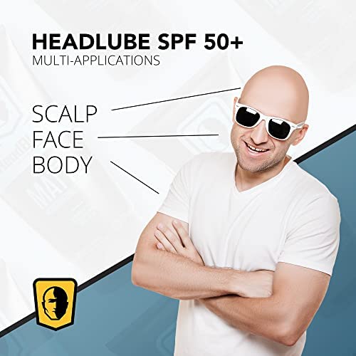 HeadBlade HeadLube graphic highlighting 80 minutes water resistance benefit