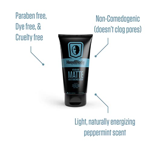 HeadBlade HeadLube matte being applied to a shaved scalp for soothing, matte finish