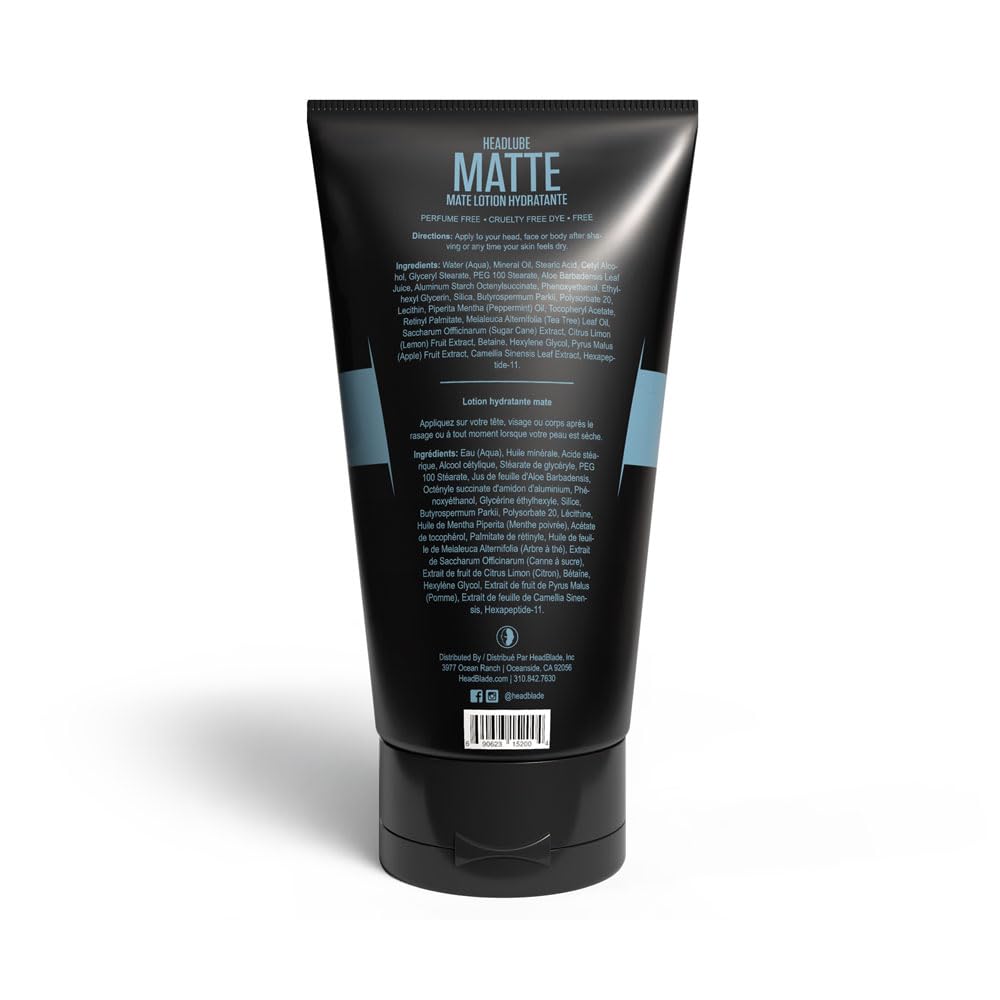 HeadBlade HeadLube matte texture close-up illustrating lightweight, non-greasy lotion