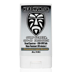 Headhunter face stick front packaging showing SPF 45 and tinted finish benefit