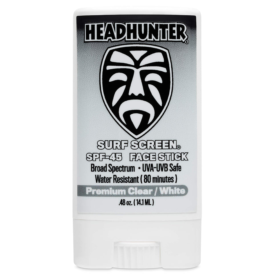 Headhunter face stick front view showing compact travel-ready design and quick-use benefit