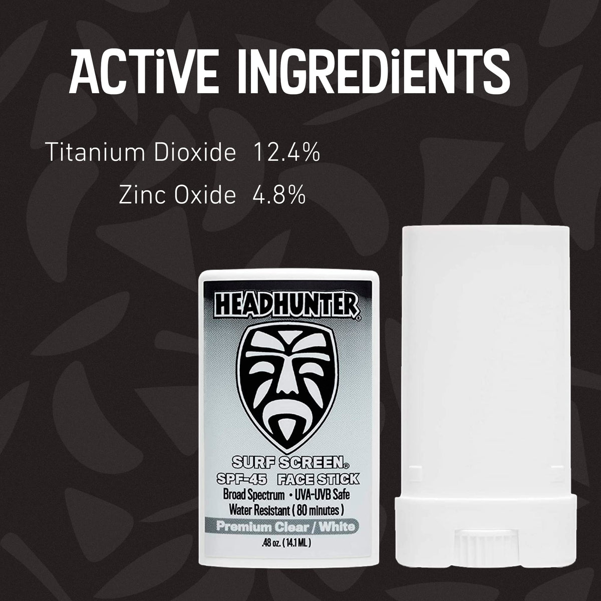 Headhunter ingredient label detail showing mineral actives for sensitive-skin benefit