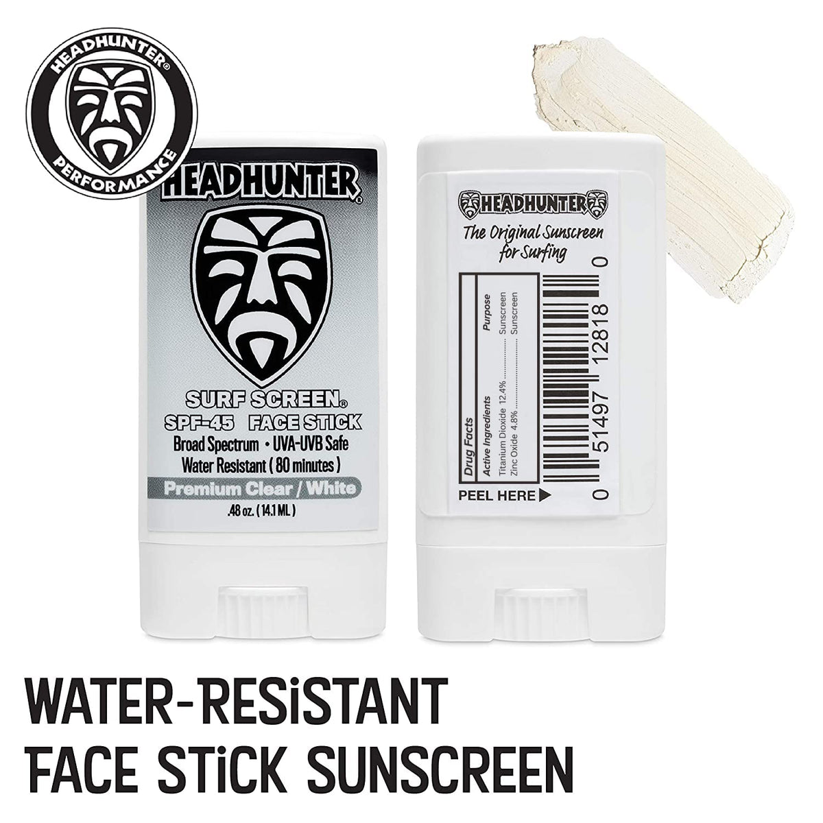 Headhunter close-up of stick texture highlighting non-greasy, melt-proof formula benefit