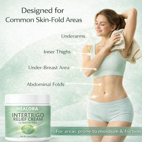 HEALORA ingredient graphic with zinc oxide callout for moisture control