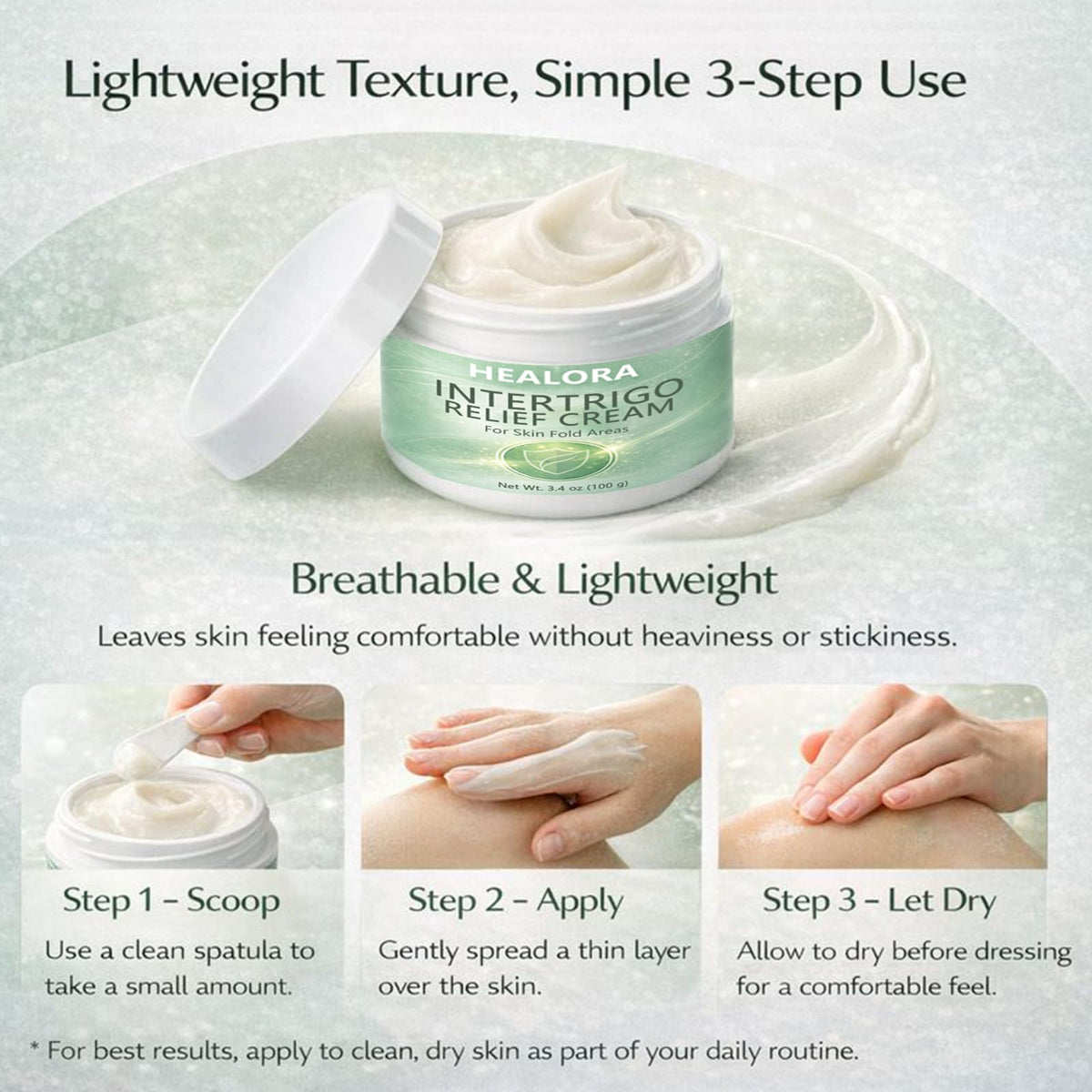 HEALORA label close-up showing directions and gentle formula details