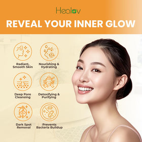 Healov label detail focusing on ingredients and clarity benefits