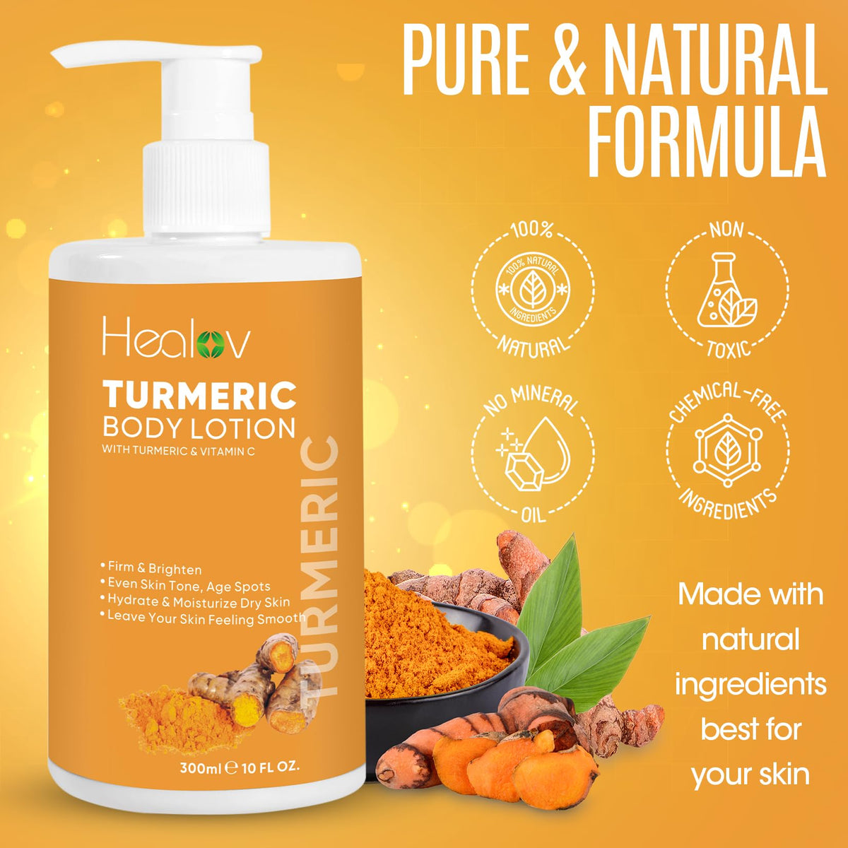 Healov bottle label detail focusing on ingredient callouts and clean, vegan design