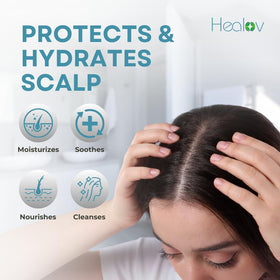 Healov ingredients flatlay with colloidal oatmeal and botanicals benefit