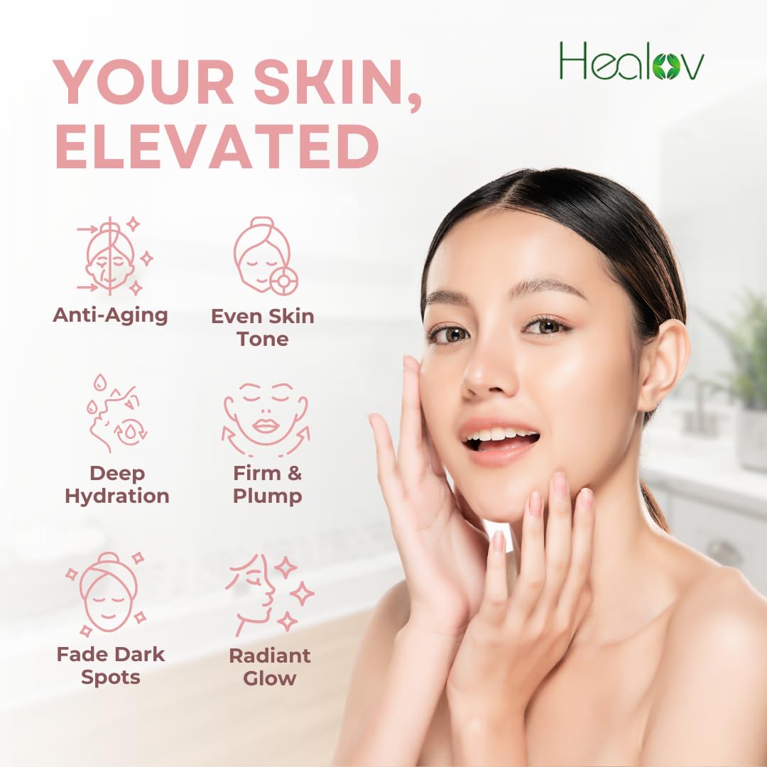 Healov ingredient panel visual highlighting PDRN and peptide blend benefits