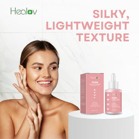 Healov bottle in bathroom routine scene promoting daily skincare consistency
