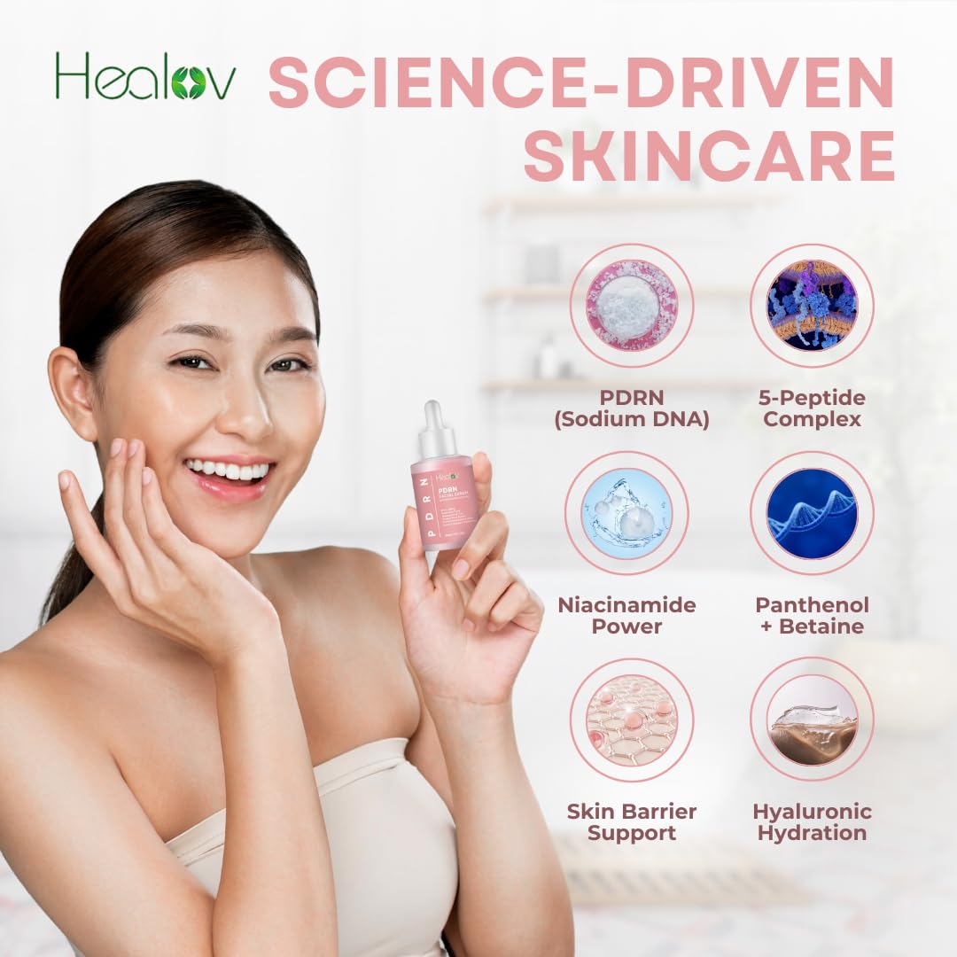 Healov serum applied on hand showing absorption and immediate plumping