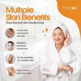Healov underarm application illustrating targeted odor control benefit