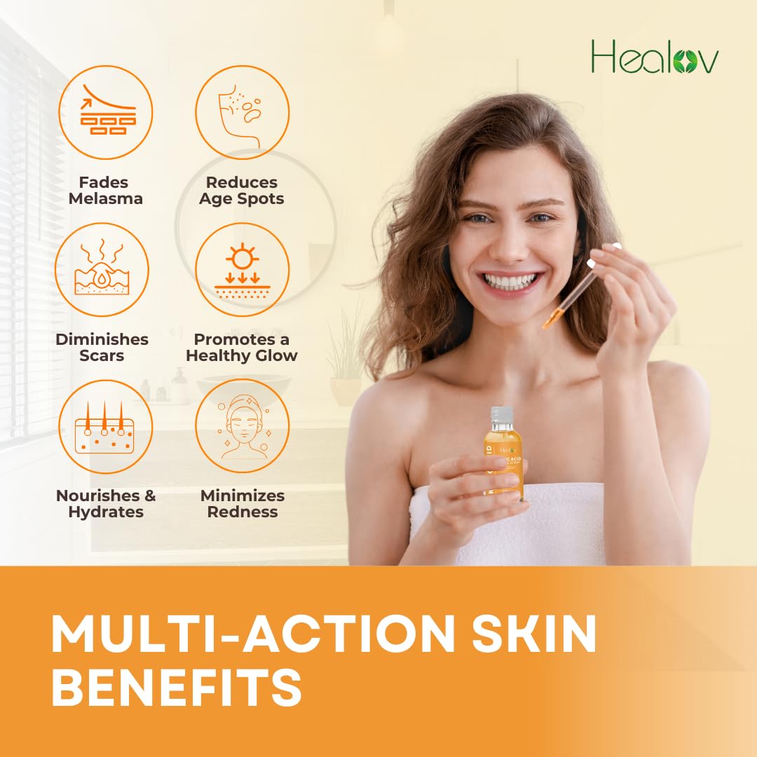 Healov serum texture close-up showing lightweight consistency and absorbency benefit