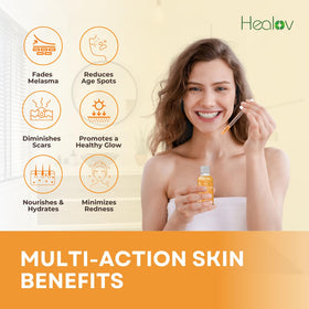 Healov serum texture close-up showing lightweight consistency and absorbency benefit