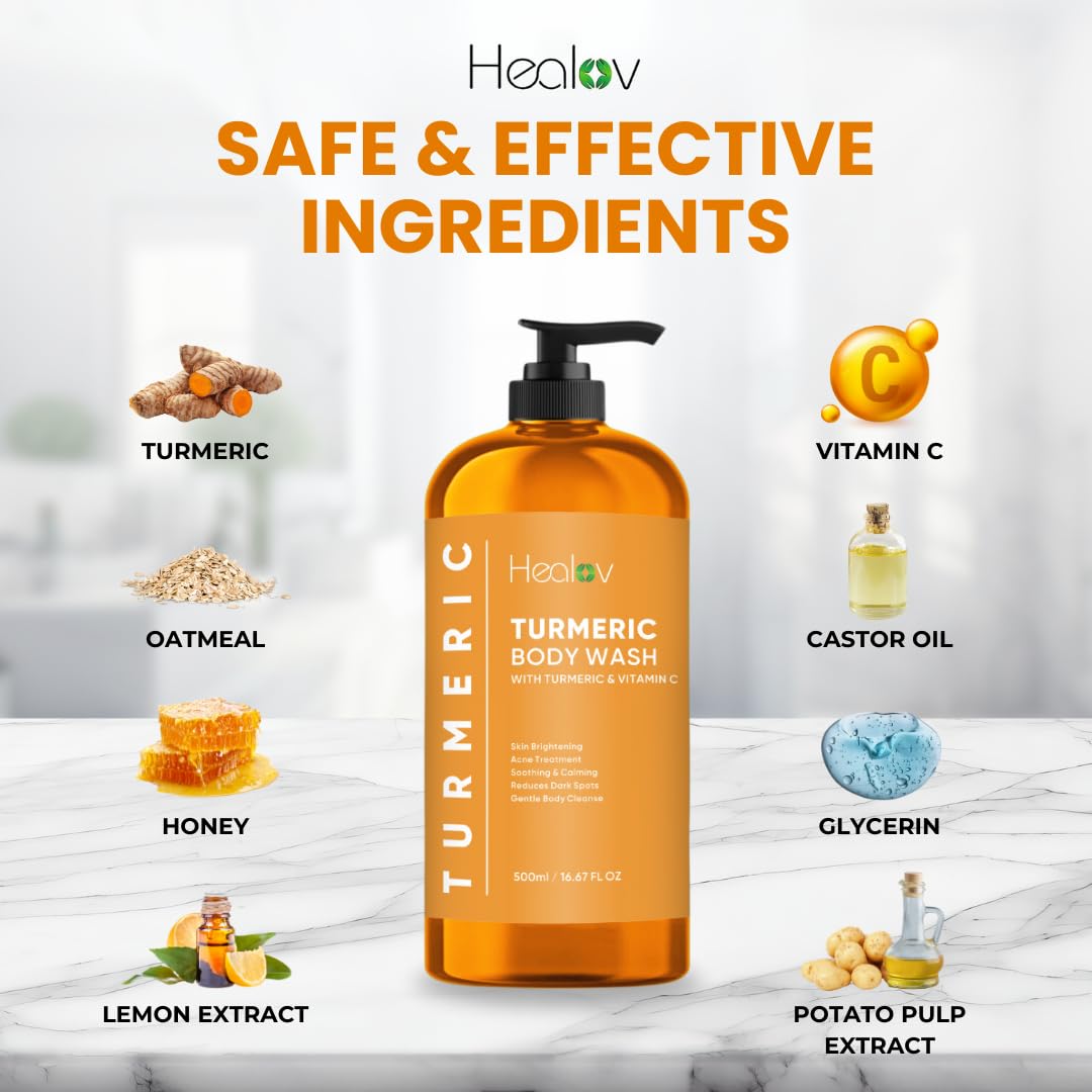 Healov bottle on bathroom shelf suggesting daily skincare routine