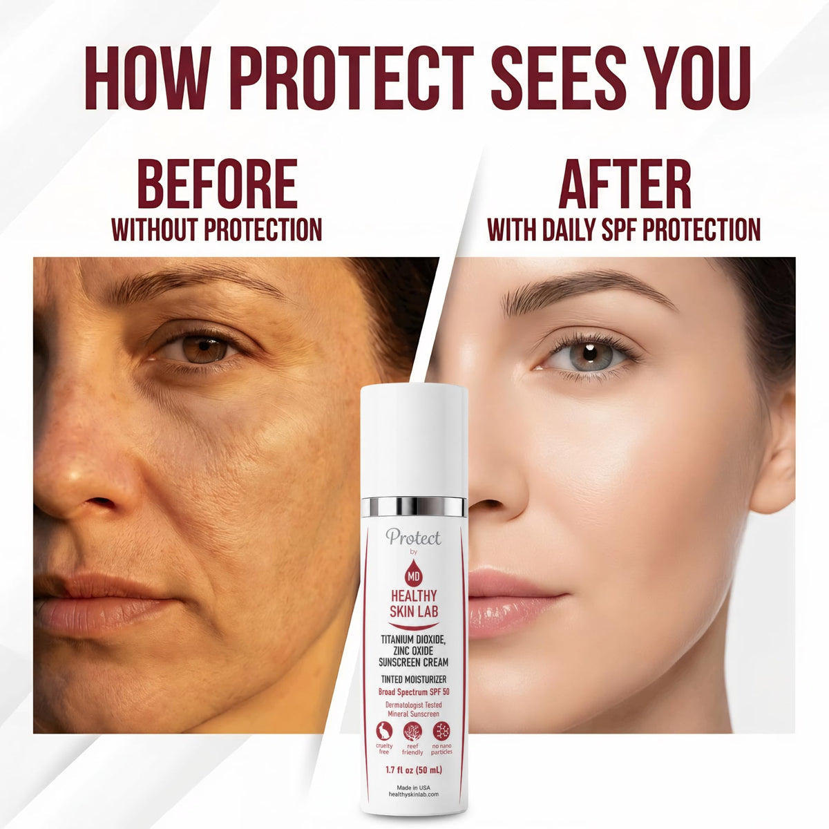 Healthy Skin Lab tube label closeup showing mineral SPF ingredients