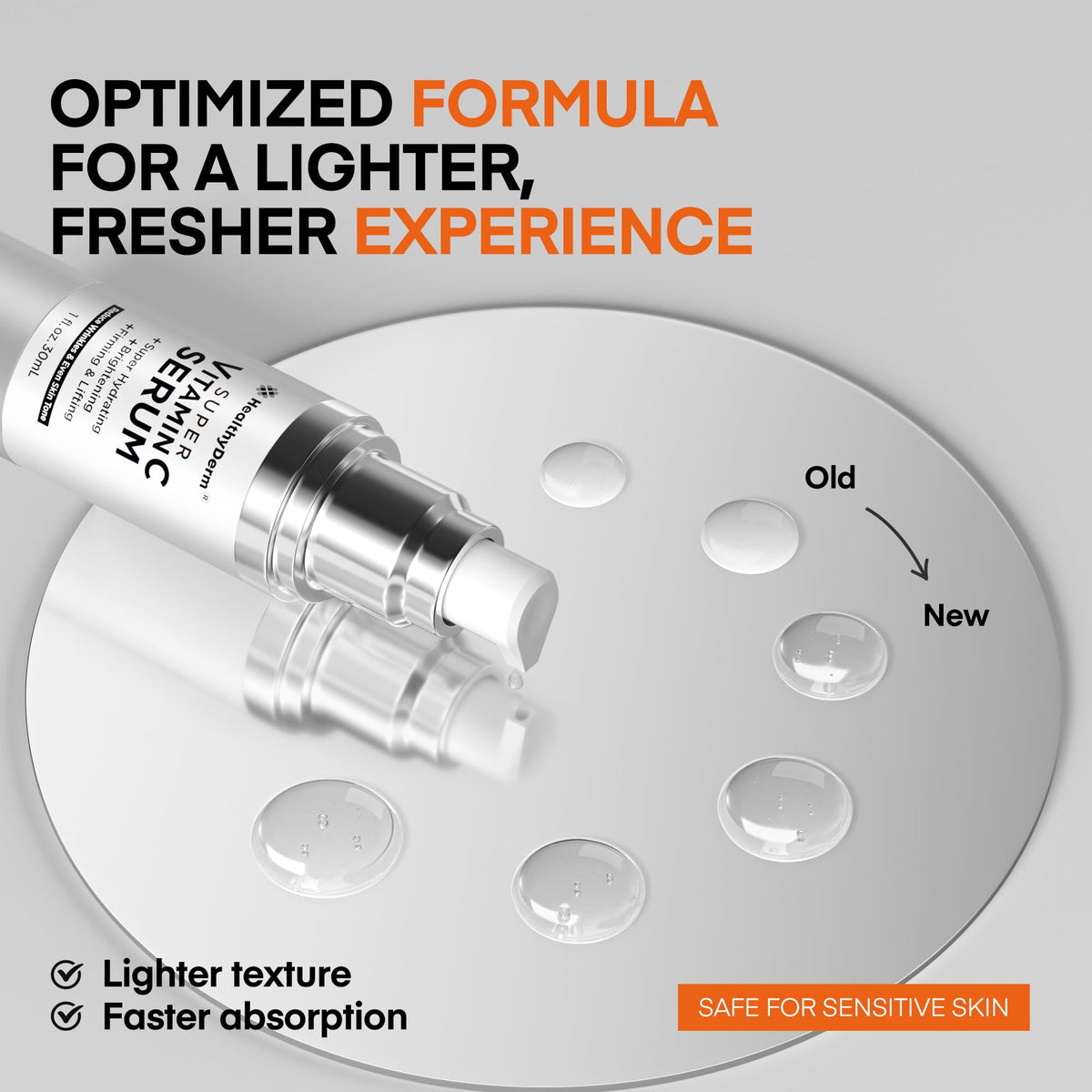 HealthyDerm applying serum to mature skin demonstrating gentle smoothing benefit