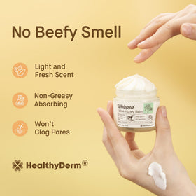 HealthyDerm balm on bathroom vanity in lifestyle setting, everyday ritual-ready