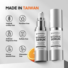 HealthyDerm bottle next to coin showing compact size and travel convenience benefit