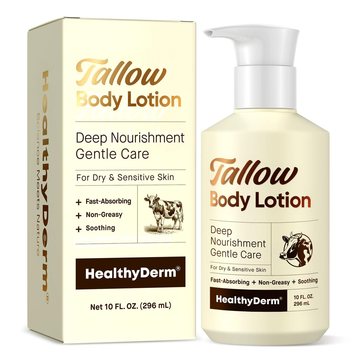 HealthyDerm front packaging showing bottle and clear label with benefits