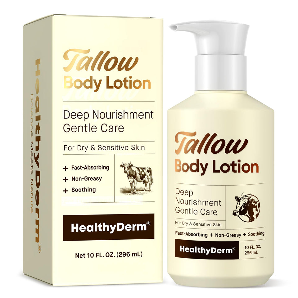 HealthyDerm front packaging showing bottle and clear label with benefits