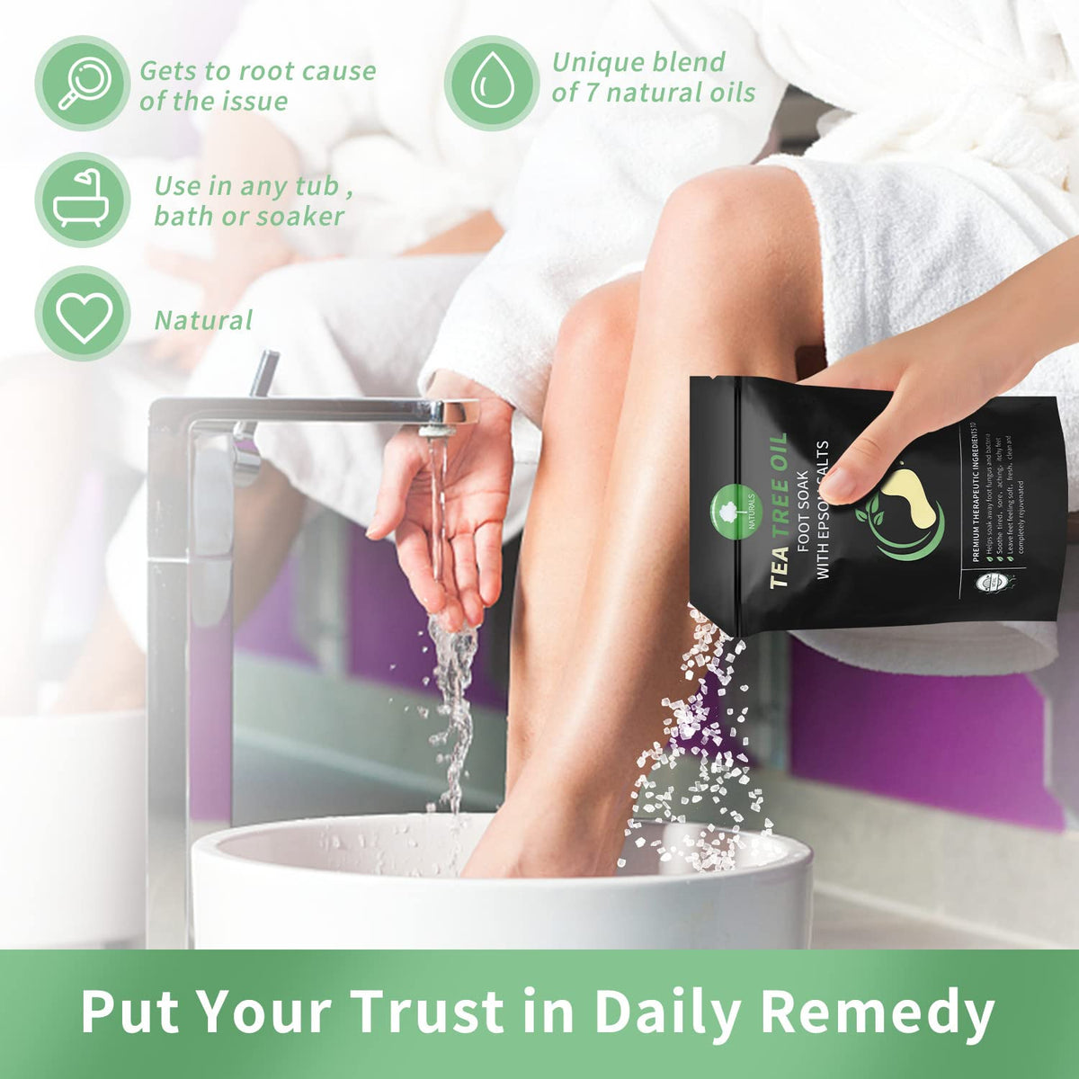 HEAMAVIN foot soak in use with person relaxing showing soothing benefits
